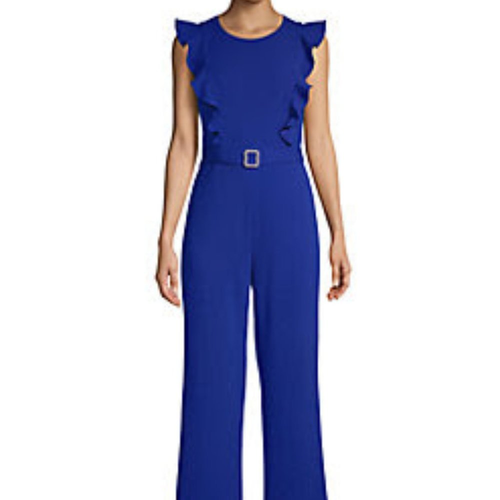 Betsey Johnson  Ruffled Belted Jumpsuit Color: ULTRAMARINE Size: 10